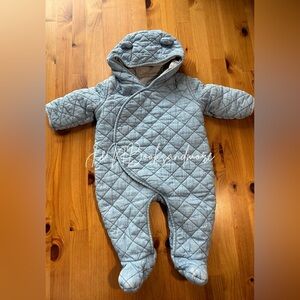 Baby Quilted Denim Hooded Bear One-Piece Size 3-6M
